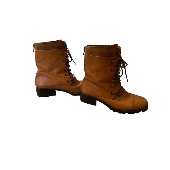 Vintage Staccato Camel Brown Leather Combat Boots Back Zipper Size 5.5 /220 Y2K - Picture 5 of 6